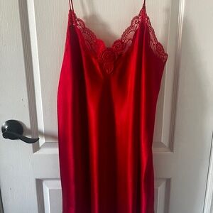 RED LACE SLIP DRESS